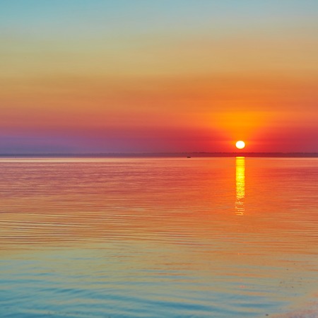 Scenic view of beautiful sunset above the seaの写真素材