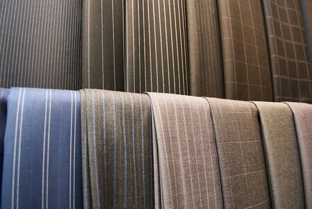 The various elite suit fabrics close up