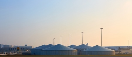 Amsterdam, Netherlands - March 11, 2016: Amsterdam Airport Schiphol in Netherlands. Fuel Storage...