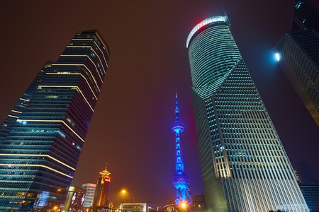 Shanghai, China - March 12, 2016: Oriental Pearl Tower at nightのeditorial素材