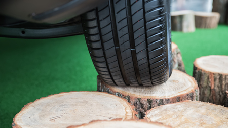 View from the bottom of a modern carの写真素材