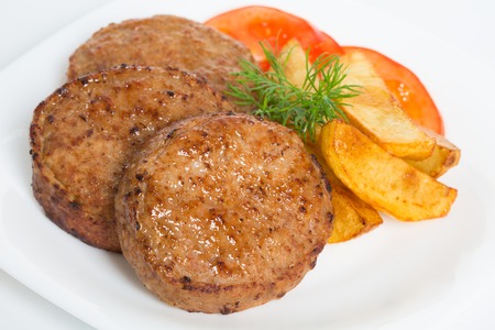 Homemade meat cutlets, delicious baked pork cutlets in crispy breading