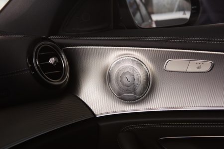 Elegant luxury car door interior. Shallow dofの写真素材