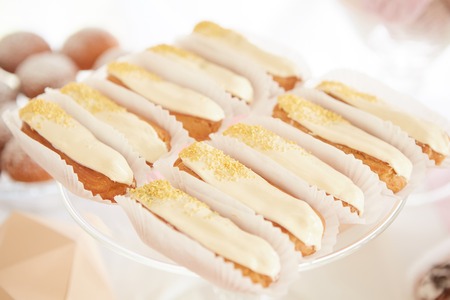 The dessert table for a wedding party. Close upの写真素材