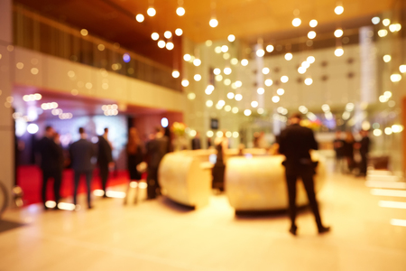 Abstract blurred people in press conference event, business conceptの写真素材