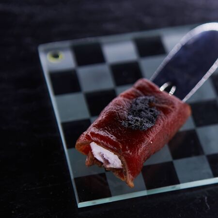 The jamon canape. Shallow dofの写真素材