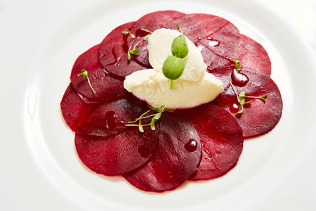 The beet salad with cheese. Shallow dofの写真素材