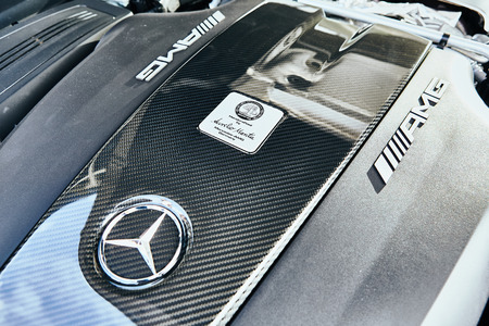Kyiv, Ukraine - September 2, 2017: Mercedes-Benz Star Experience 2017 on the airport Boryspil at the express test of the fastest Mercedes AMG for journalists, bloggers and clients from Kyivのeditorial素材