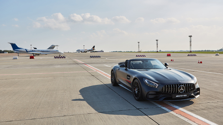 Kyiv, Ukraine - September 2, 2017: Mercedes-Benz Star Experience 2017 on the airport Boryspil at the express test of the fastest Mercedes AMG for journalists, bloggers and clients from Kyivのeditorial素材