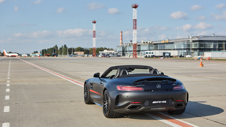 Kyiv, Ukraine - September 2, 2017: Mercedes-Benz Star Experience 2017 on the airport Boryspil at the express test of the fastest Mercedes AMG for journalists, bloggers and clients from Kyivのeditorial素材