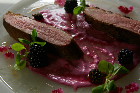 Sliced roast beef.の写真素材