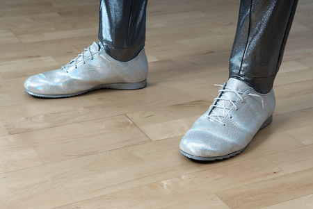 New silver shoes with reflectionの写真素材