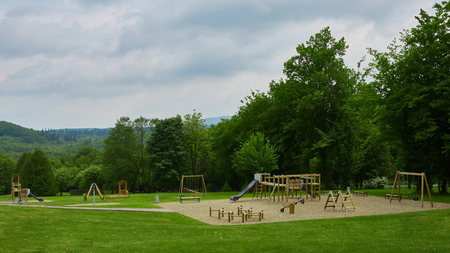 Colorful playground on yard in the park.