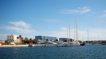 Tarragona, Spain - April 6, 2019: Many Yachts parked in Port.