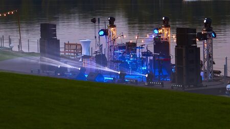 Empty stage before the concert on the riverside