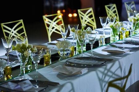 Image of a beautifully decorated wedding venueの写真素材