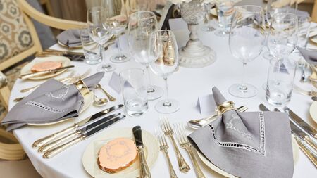 The luxury, elegant wedding reception table arrangement.