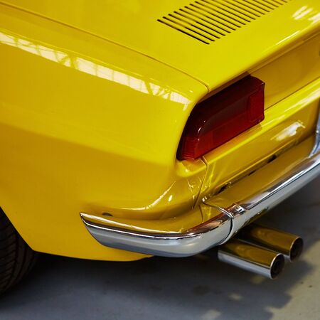 Closeup of the tail lights of a classic.