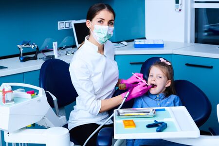 The little patient at the dentists officeの写真素材