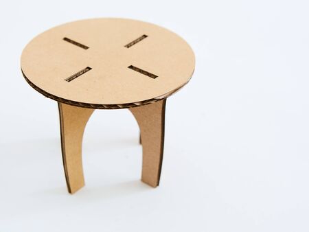 Dollhouse furniture from cardboard. Concept of Circular economy.の写真素材