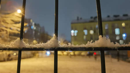 The Snow Crystals Close Up. Shallow Dof