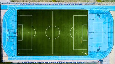 Soccer field or football field pattern and texture background. Sport background for create tactic idea and game strategy.の写真素材