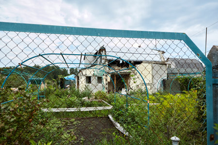 Moshchun, Ukraine - August 25, 2022: For more than a month there were battles between Ukrainian and russian occupant forces in the vicinity of the village of Moshun in the Kiev region.の写真素材