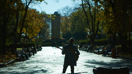 Kyiv, Ukraine - October 16, 2022: People are strolling through Taras Shevchenko park in Kyiv, Ukraineのeditorial素材