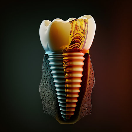 Dental implant. Dental surgery. Healthy teeth and dental implantの写真素材