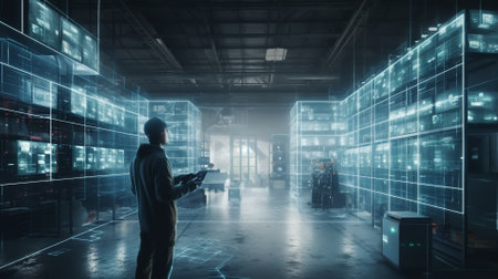 Engineering use augmented mixed virtual reality integrate artificial intelligence combine deep, machine learning, digital twin, 5G, industry 4.0 technology to improve management efficiency qualityの素材