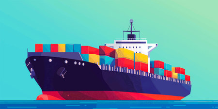 Cargo ship container in the ocean transportation, shipping freight transportation