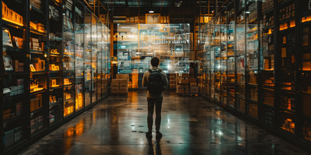 Smart warehouse management system with innovative internet of things technology to identify package picking and delivery.の素材