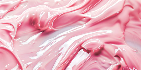 Beauty serum gel texture. Pink clear skincare cream with bubbles background. Transparent colored cosmetic product close upの素材