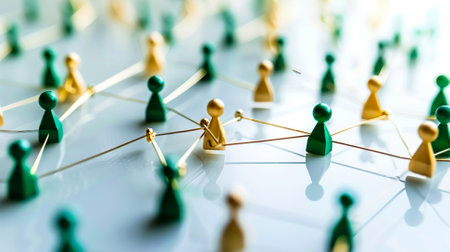 Team business support structure or unity and teamwork concept as a group of diverse links united together in strength and solidarity representing belonging or inclusionの素材