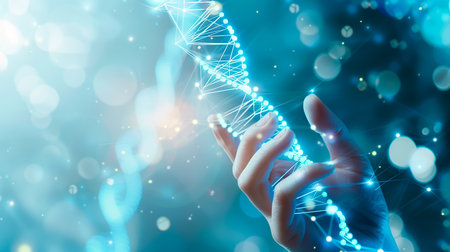 Doctor touch touch presenting DNA molecule research on the white background concept, Creation technologies for connection Mixed media,blurred background using digital network connection 3D renderingの素材