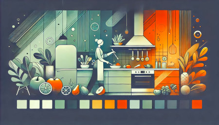 Chef cook in kitchen to prepared meat.の素材