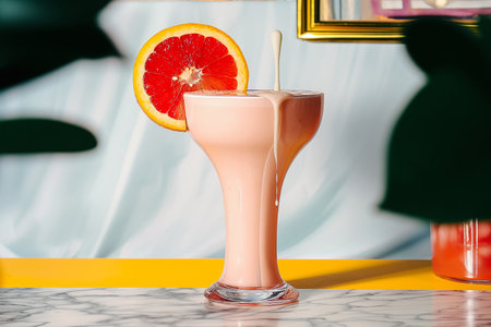 Close-up shot of glass filled with cocktail.の素材