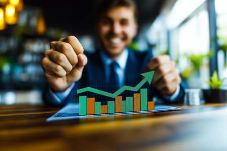 Growth or investment, wealth or earning rising up graph, business sales or profit increase conceptの素材