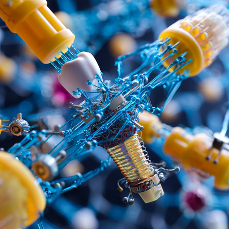 Nanobots assembling a microscopic scaffold for tissue regeneration around a dental implant, bio-engineering conceptの素材