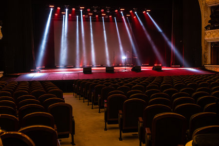 A spotlight on an empty stage.の写真素材