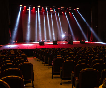 A spotlight on an empty stage.の写真素材