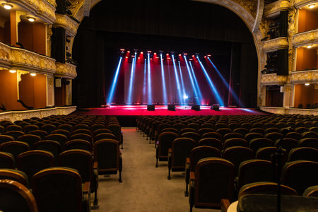 A spotlight on an empty stage.の写真素材