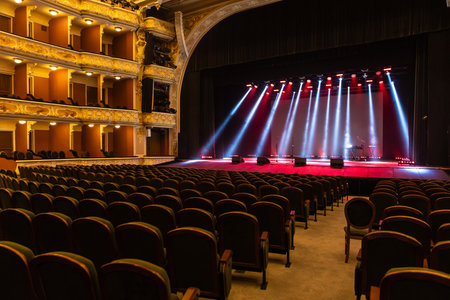 A spotlight on an empty stage.の写真素材