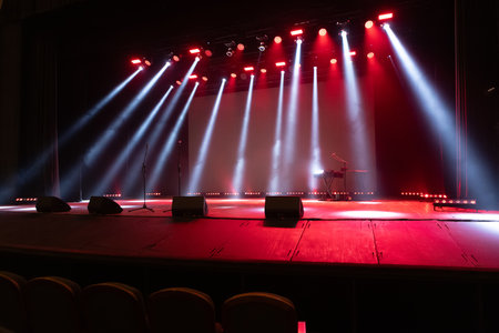 A spotlight on an empty stage.の写真素材