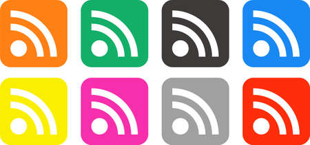 A set of colorful icons about RSS and RSS readers.