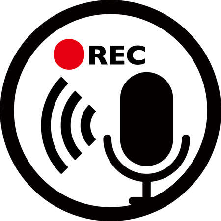 Rec recording and audio microphone icon.のイラスト素材