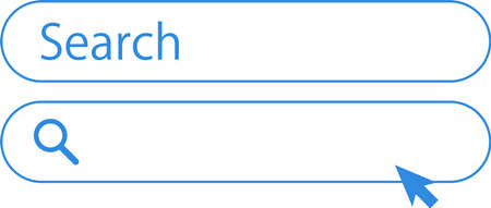 Magnifying glass and blue search box. vector.のイラスト素材