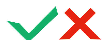 Check mark and cross mark icon set. It is a unique vector.のイラスト素材