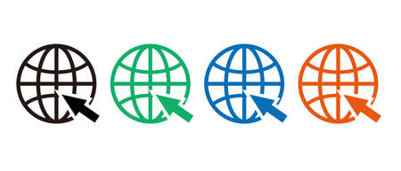 Colorful browser and mouse cursor icon set. vector.のイラスト素材
