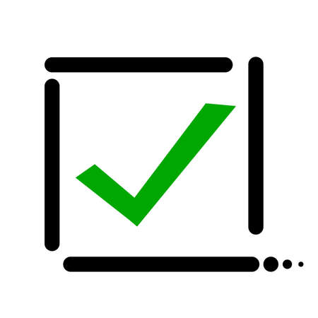 Green check mark icon in fashionable check box. vector.のイラスト素材